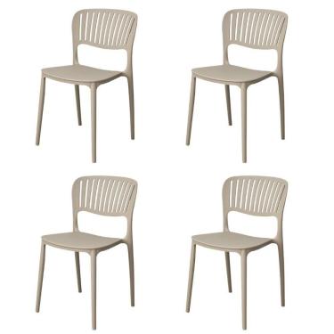 Imagem de Kit 4 Cadeiras Empilhável Inmetro Havana Fratini Polipropileno Fendi Suporta 182kg