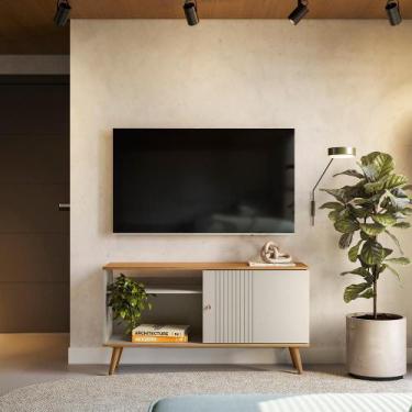 Imagem de Rack Para Tv 50 Polegadas Rubi Linea Cor Nature/Off white - Canaã