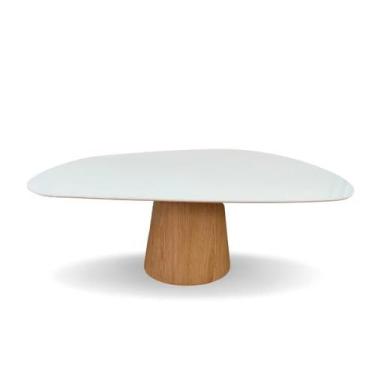 Imagem de Mesa De Jantar Cone Oval Orgânica 120x80cm Base Carvalho Branco Tampo 