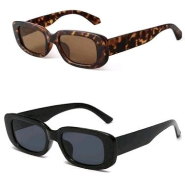 Imagem de Conjunto de óculos de sol retrô unissex, proteção UV400, adequado para uso diário, passeios na praia e festas(preta Multicolorido)