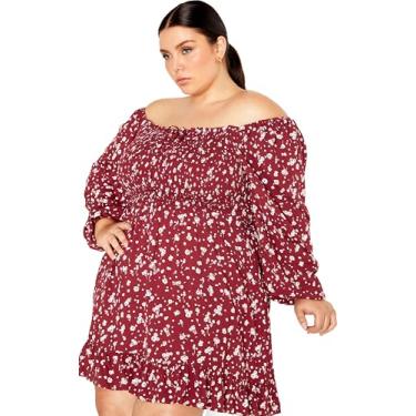 Imagem de City Chic Vestido feminino plus size Lia PRT, Retrô Ditsy, 52