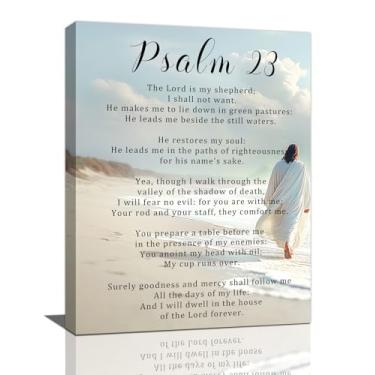 Imagem de Arte de parede do Salmo 23, decoração de parede em tela de versículo bíblico, pintura emoldurada inspiradora cristã, arte religiosa para igreja sala de estar, quarto, 40 cm x 30 cm L