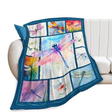 Imagem de Cobertor de libélula, presentes coloridos de libélulas, cobertores para amantes de libélulas, flanela de pelúcia para mulheres, homens, meninos, meninas, adultos, roupa de cama macia para sofá-cama
