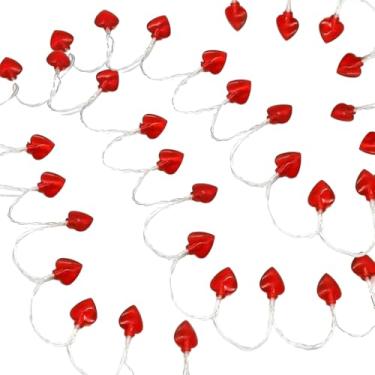 Imagem de Luzes LED de coração com clipes de foto, 1,8 m, 40 luzes, alimentado por bateria, ideal para o dia dos namorados, casamentos e festas