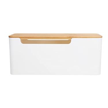 Imagem de Caixa de gerenciamento de cabos elegante extensão soquete organizador caixa com capa para roteador mesa power strip