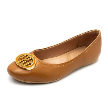 Imagem de Sapatilha Feminina Conforto Monograma Couro Maciez Usaflex