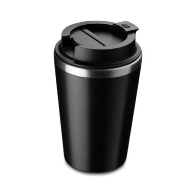 Imagem de Copo Térmico 350ml Parede Dupla em Inox Hermético com Rosca Preto – Mantém Bebidas Quentes ou Frias