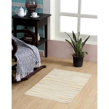 Imagem de VEVARA HOMES Tapete Chindi de algodão feito à mão, retangular, lavável, reciclado, para decoração de casa, sala de estar e quarto (bege, 5 x 9 m)