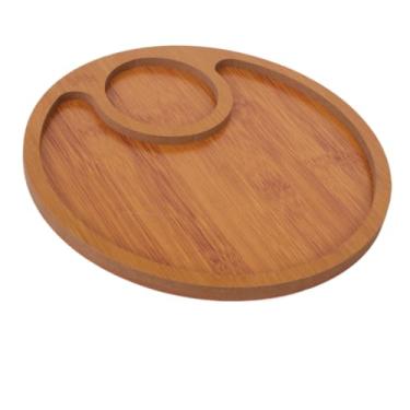 Imagem de Petisqueira De Bambu Redonda Com 2 Divisórias Aperitivos Frios Bambu 23,5X23,5X1,3cm