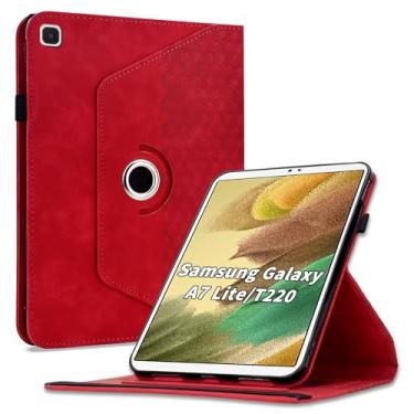 Imagem de Varohix Capa para Samsung Galaxy Tab A7 Lite 22.1 cm 2021 (modelo SM-T220/T225/T227), capa protetora de couro PU com rotação de 360 graus com suporte para cartão e alça de ombro para mulher e homem