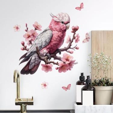Imagem de Adesivos de parede Pink Parrot Tropical Bird PVC 30x30cm - yiweisai