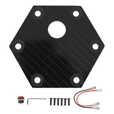 Imagem de Asixxsix Placa de Cobertura de Buzina de Volante de Fibra de Carbono, Compatível Com 6 Parafusos, para Nardi, VERTEX, Fibra de Carbono Preta, Ajuste Universal
