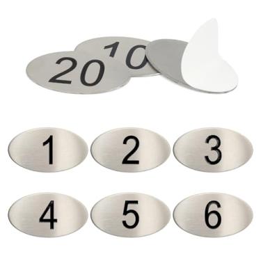 Imagem de NumRealm Números ovais de armário de armário, etiquetas de sinalização de mesa gravadas em aço inoxidável 304 - números pretos 1 a 10