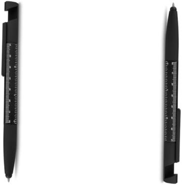 Imagem de Caneta Multifuncional Metálica, Azul, com Ponta Touch, Chave de Fenda e Phillips, Suporte para Smartphone, Limpador de Tela, Régua, 2 Unidades (Kit 2 Preto)