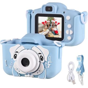 Imagem de Mini Câmera Infantil Mini Recarregável Com Capa Video Jogos Fotos, Suporta Capaz De Tirar Da Vida real (Azul-dog)
