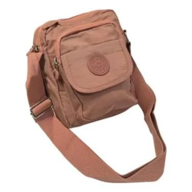 Imagem de Bolsa Transversal Feminina Casual, 3 Bolsos, Alça Ajustável em Nylon, Shouderbag (Rosa)