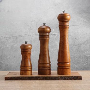 Imagem de Mr de pimenta de madeira, mr de pimenta, saleiro, ajustável, grg, rotor de cerâmica, utensílios de cozinha, 5" 8" 10"