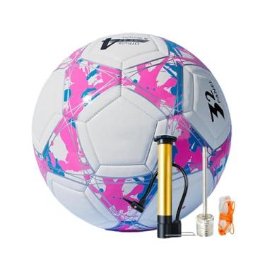 Imagem de Shakven Bola de futebol recreativa de equipe, bolas de futebol infantil - Pratique design resistente à abrasão de bola de futebol,Combine a bola com cores brilhantes para grama artificial ou campos