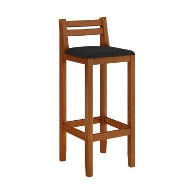 Imagem de Banqueta em Madeira Maciça Ibiza Balcão 98 Cm - Malbec Assento Preto