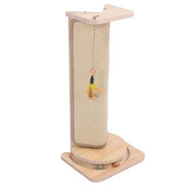 Imagem de Atyhao Placa de Arranhar para Gatos Em Madeira de Pinho Com Ajustável, Estrutura Estável, Economiza Espaço Com Teaser de Gato para Casa Interna, Protetor de Móveis