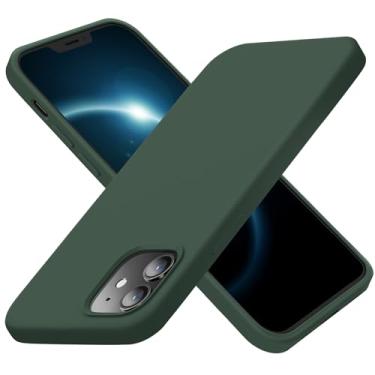 Imagem de Cordking Capa projetada para iPhone 12, projetada para iPhone 12 Pro, capa de telefone de silicone à prova de choque com [forro de microfibra macio antiarranhões] 6,1 polegadas, verde alpino