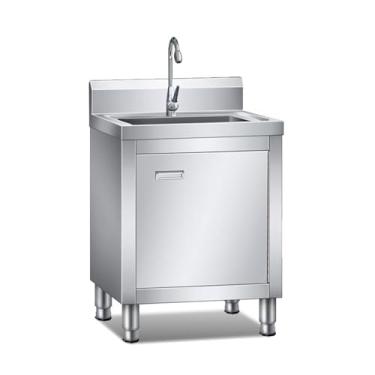 Imagem de Armário de pia de cozinha de aço inoxidável, pia de aço inoxidável integrada, pia utilitária com torneira (tigela única, 59,9 cm)