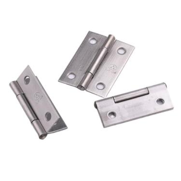 Imagem de 2 peças/lote dobradiças de porta antigas de aço inoxidável SUS-304 cor prata para armário de madeira, acessórios de ferragens de móveis
