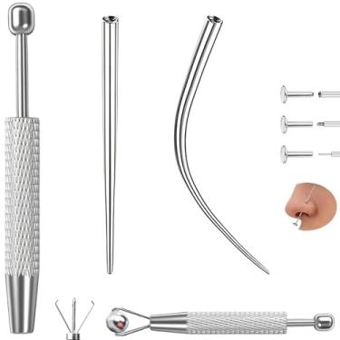 Imagem de SLVIEKAE 12G 14G 16G 18G 20G Piercing afunilado com ferramenta de agarrar bola afunilada para orelha nariz lábio joia de mudança de lábio, G, Aço inoxidável, Sem Pedra Preciosa
