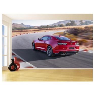 Imagem de Papel De Parede 3D Carro Camaro Chevy Vermelho 3,5M Car52 - Você Decor