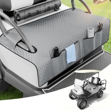 Imagem de Tecoom Capas de assento de carrinho de golfe, cobertor universal de toalha de assento de carrinho de golfe com alça de apoio de braço e bolsos adequados para carros de clube, EZGO, Yamaha e mais
