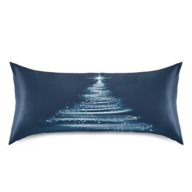 Imagem de ATTX Fronha de árvore de Natal branca brilhante com fecho de envelope para cabelo e pele, macia, respirável, lisa, ambos os lados, capa de almofada de seda refrescante (King 50 x 101 cm, 1 peça) #808