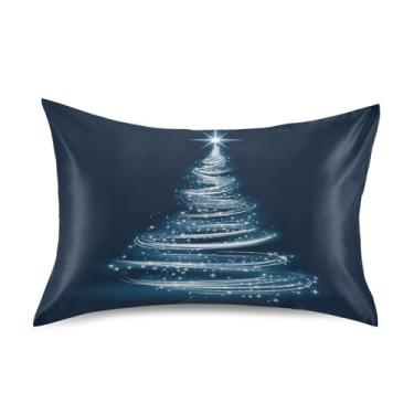 Imagem de Blueangle Fronha de cetim de árvore de Natal branca brilhante para cabelo e pele, fronha de seda, tamanho padrão (50,8 x 66 cm) - Capas de travesseiro de cetim refrescantes com fecho de envelope (198)