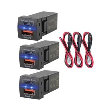 Imagem de Carregador USB Tipo-C PD 24V 12V 48W Para Toyota Corolla RAV4 Camry Ad