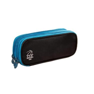 Imagem de Estojo de lápis de grande capacidade, bolsa de armazenamento de lona de nylon impermeável de 3 camadas, bolsa de caneta Simplicity com zíper (azul)