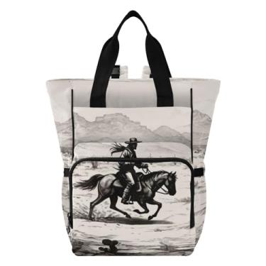 Imagem de xigua Mochila Western Desert Cowboy para fraldas - Bolsa de fraldas de bebê de grande capacidade para meninos e meninas, alças de carrinho de bebê, multifuncional, impermeável, bolsa de viagem para