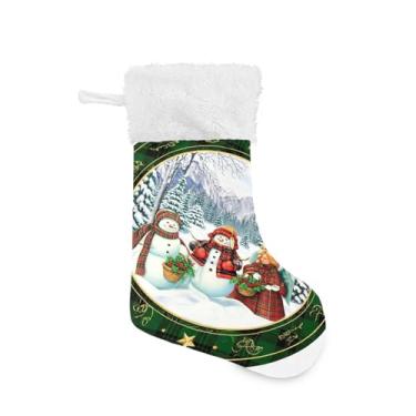 Imagem de GakkiGii Pacote com 2 meias de Natal vintage para boneco de neve, decoração grande para pendurar na parede da árvore da lareira, 45 x 31 cm