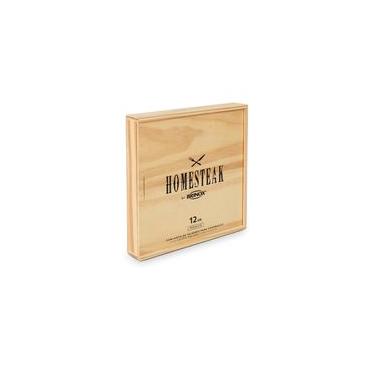 Imagem de Faqueiro para Churrasco 12 Peças com Estojo em Madeira Brinox Homesteak Inox