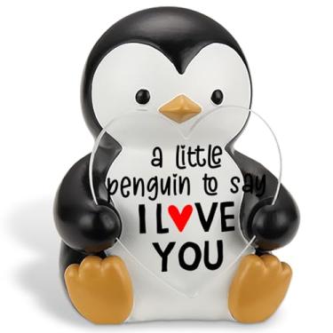 Imagem de SunyJone Estatueta de presente adorável pinguim, decoração de mesa romântica, presente de apoio emocional para namorada, namorado, esposa, marido, aniversário e lembrete de amor diário SPE32