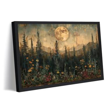 Imagem de FWAHREN Arte de parede florestal iluminada pela lua para sala de estar, quarto, 30,5 x 40,6 cm