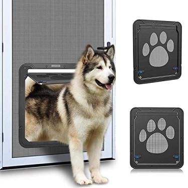 Imagem de Porta de Tela para Pet com Flap Magnético Portão Automático Trancável Cães e Gatos Pequenos Médios Auto-Fechamento Sólido em ABS Fácil Instalar Ventilado Prova Mosquitos
