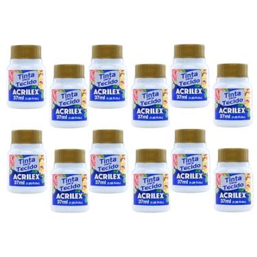 Imagem de Kit 12 Tintas Para Tecido Glitter Acrilex 37ml Cristal 209 – Alta Cobertura, Fixação a Frio, Brilho Intenso Para Algodão Sem Goma, Customização, Artesanato e Decoração