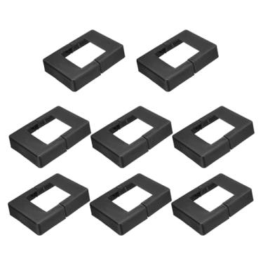 Imagem de PATIKIL Pacote com 8 saias de poste de cerca, 5 x 5 cm retangular estilo dividido cobertura de base de flange de plástico sapato de base para trilhos cerca escada trilhos varanda pátios, preto