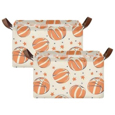 Imagem de xigua Cesta de armazenamento de bolas de basquete com alças, organizador de presente retangular à prova d'água para decoração de casa