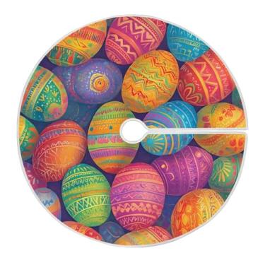 Imagem de Qilmy Linda saia de árvore de Natal com ovos de páscoa 90 cm, camurça para árvore de Natal, adequada para decoração de armário em ambientes internos e externos, festas, escritórios, lojas, armários945