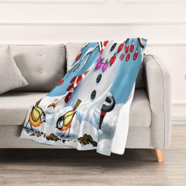 Imagem de Wassud Cobertores e mantas de Natal 152 x 228 cm, boneco de neve, cobertor de Natal para sofá, cadeira, decoração de casa