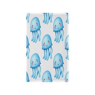 Imagem de Wassud Placa de cobertura para interruptor de luz, linda água-viva, azul, decorativa, placa de parede para tomadas elétricas duplex 11 x 6 cm