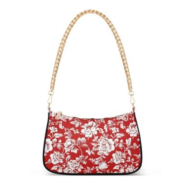 Imagem de CEBUGI Bolsas transversais femininas bolsa de ombro vintage floral bolsa clutch elegante com alça de corrente