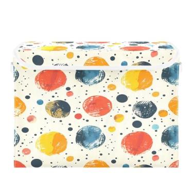 Imagem de CEBUGI Caixotes de armazenamento com tampas, caixa de armazenamento de tecido dobrável, caixas organizadoras de cubo de bolinhas para prateleiras de quarto de armário de casa 40 x 30 x 30 cm