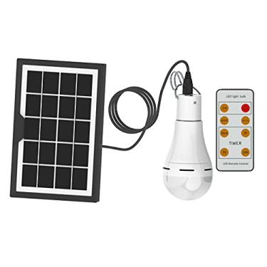 Imagem de Lâmpadas de LED com Energia Solar 9W Controle Iluminação Remoto e AUTO 5 Funções Configuração Timer Luzes Emergência Recarregáveis para Acampamento Pe