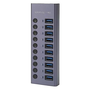 Imagem de Greensen Hub USB 3.0 de 10 Portas, 60W Hub USB de Ligações Individuais Liga/Desliga Em Liga de Alumínio, para Computador Laptop Teclado Mouse Disco Rígido Pen Drive Leitor de Cartões (Plugue dos EUA)